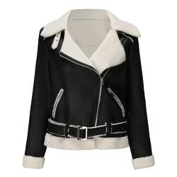 Veste Elegante De Style Motard pour Femmes en Cuir Veritable avec Plusieurs Fermetures Eclair Jeansjacke Damen Schwarz Bikerjacke Damen GroßE GrößEn Schwarze Lederjacke Damen Winter Neujahrsgeschenke von hehiy