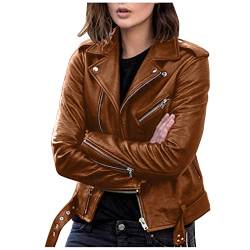 hehiy Femmes en Cuir Blazer Manteau Ruth Femme Bronzer Aménagée Classique Hip Longueur Veste Red Leather Jacket Kunstlederjacke Damen Schwarz Kurz Motorradjacke Damen Schwarz Rot S - 5Xl von hehiy