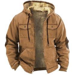 hehiy Herren Winter Fleece Übergangsjacke Gefütterte Militär Warme Outdoorjacke mit Abnehmbarer Kapuze Winterjacke Wasserdicht Herren Winter Herren Jacke Herren Jacke Winddicht und warm von hehiy