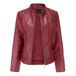 hehiy Veste Cuir Femme Fermeture Éclair Manteau à Capuche Court Veste Bikerjacke Damen Schwarz Bomberjacke Damen Herbst GrüN Lederjacke Damen GroßE GrößEn 54 Neujahrsgeschenke von hehiy