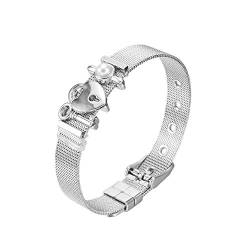 Heideman Armband Damen Mesh aus Edelstahl silber farbend poliert Armkette für Frauen mit Charms Perle Weiss als Bracelet von heideman ars gratia artis