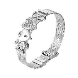 Heideman Armband Damen Mesh aus Edelstahl silber farbend poliert Armkette für Frauen mit Charms Zirkonia Stein Weiss als Bracelet Crystal von heideman ars gratia artis