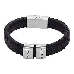 Heideman Armband Herren aus Leder Silber farbend matt Lederarmband Titus für Männer Leder Schwarz Länge 19cm von heideman ars gratia artis