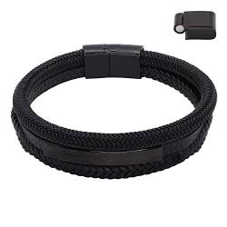 Heideman Armband Herren aus Leder schwarz farbend matt Lederarmband Bela für Männer Leder Schwarz von heideman ars gratia artis