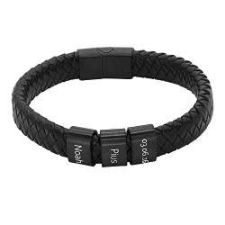 Heideman Armband Herren aus Leder schwarz matt Lederarmband Titus für Männer Leder Schwarz Länge 19cm von heideman ars gratia artis