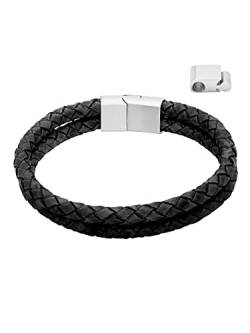 Heideman Armband Herren aus Leder silber farbend matt Lederarmband Hanno für Männer Leder Schwarz von heideman ars gratia artis