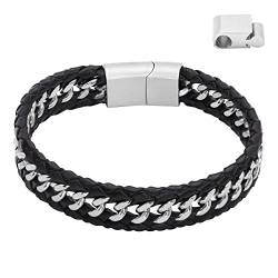 Heideman Armband Herren aus Leder silber farbend matt Lederarmband Henny für Männer Leder Schwarz von heideman ars gratia artis