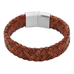 Heideman Armband Herren aus Leder silber farbend matt Lederarmband Keno für Männer Leder Cognac von heideman ars gratia artis