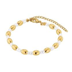 Heideman Armband Maya Damen aus Edelstahl gold farbend poliert Armkette für Frauen mit Perle weiss von heideman ars gratia artis