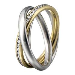 Heideman Bicolor Ring Damen aus Edelstahl poliert und vergoldet Damenring für Frauen Dreierring Crystal 52 sr2314-7-1-52 von heideman ars gratia artis