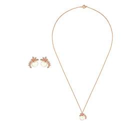 Heideman Set Leora Halskette und Ohrstecker aus Edelstahl rosegold farbend poliert Kette und Ohrringe für Frauen mit Stein und Perle weiss rose vergoldet von heideman ars gratia artis