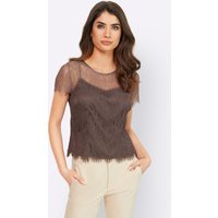 Witt Weiden Damen Spitzen-Bluse dunkeltaupe von heine