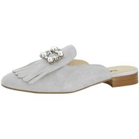 heine HEINE Damen Veloursleder-Sabot mit Strass, hellgrau Slipper von heine