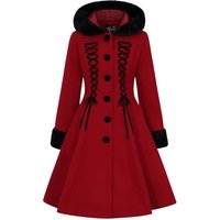 Hell Bunny - Gothic Mantel - Amaya Coat - XS bis 4XL - für Damen - Größe 3XL - rot/schwarz von hell bunny