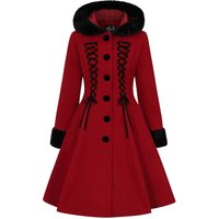 Hell Bunny - Gothic Mantel - Amaya Coat - XS bis 4XL - für Damen - Größe XS - rot/schwarz von hell bunny