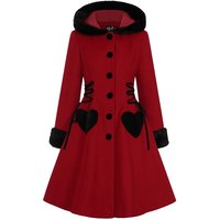 Hell Bunny - Gothic Mantel - Scarlett Coat - XS bis 4XL - für Damen - Größe 3XL - rot/schwarz von hell bunny