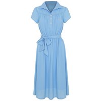 Hell Bunny Kleid knielang - Pearl Dress - XS bis 4XL - für Damen - Größe 4XL - blau von hell bunny