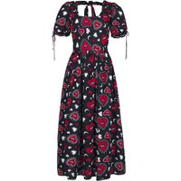 Hell Bunny Kleid lang - Kate Heart Dress - XS bis 4XL - für Damen - Größe S - schwarz/rot von hell bunny