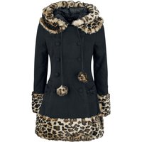 Hell Bunny - Rockabilly Mantel - Leah Jane Coat - XS bis L - für Damen - Größe L - schwarz/leo von hell bunny