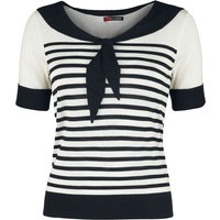 Hell Bunny - Rockabilly T-Shirt - Coco Top - XS bis XL - für Damen - Größe S - schwarz/weiß von hell bunny