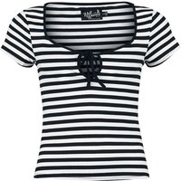 Hell Bunny - Rockabilly T-Shirt - Kit Top - XS bis XL - für Damen - Größe L - schwarz/weiß von hell bunny