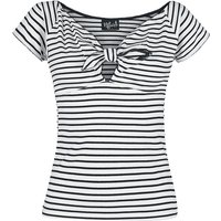 Hell Bunny - Rockabilly T-Shirt - New Dolly Top - XS bis 4XL - für Damen - Größe 3XL - schwarz/weiß von hell bunny