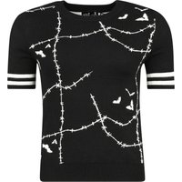 Hell Bunny - Rockabilly T-Shirt - Stitches Top - XS bis XL - für Damen - Größe L - schwarz/weiß von hell bunny