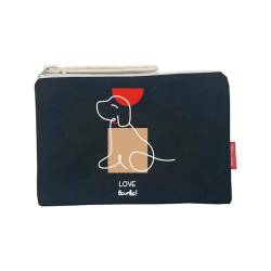 hello-bags Damen N-002-lovebarks Kulturbeutel/Handtasche, Schwarz von hello-bags