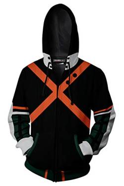 helymore Unisex My Hero Academia Cosplay Kostüm Halloween Karneval Boku No Hero Academia Hoodie Sweatshirt Jacke Gr. L, Schwarz von helymore