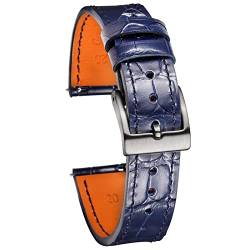 Hemsut Uhrenarmbänder Krokodilmuster Echtes Leder Edelstahlschnalle Armband für Männer Frauen-18mm 19mm 20mm 21mm 22mm 24mm- Schwarz Braun von hemsut h