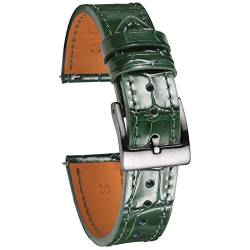 Hemsut Uhrenarmbänder Krokodilmuster Echtes Leder Edelstahlschnalle Armband für Männer Frauen-18mm 19mm 20mm 21mm 22mm 24mm- Schwarz Braun von hemsut h