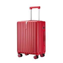 hengboyihg Trolley-Koffer Herren- und Damen-Aluminiumrahmen-Koffer, Trolley-Koffer, Boarding-Koffer, geräuschlos, Universal-Rad, Passwort-Box Reisekoffer (Color : Red, Size : 28) von hengboyihg