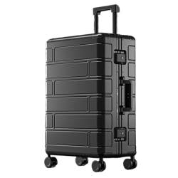 hengboyihg Trolley-Koffer Vollaluminium-Koffer aus Magnesiumlegierung, 20 Zoll, High-End-Boarding-Koffer, Trolley-Koffer, 24-Zoll-Geschäftsreisekoffer Reisekoffer (Color : Black, Size : A) von hengboyihg