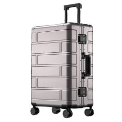 hengboyihg Trolley-Koffer Vollaluminium-Koffer aus Magnesiumlegierung, 20 Zoll, High-End-Boarding-Koffer, Trolley-Koffer, 24-Zoll-Geschäftsreisekoffer Reisekoffer (Color : Gray, Size : A) von hengboyihg