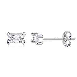 Bar Ohrstecker Sterling Silber Minimalist Square Silber Ohrring Hypoallergen Keine Nickel Ohrringe für Frauen von hengkaixuan