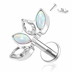 G23 Titanohrringe 16G Labret Ohrstecker Ohrringe mit Opal Lippenstecker Tragus chmuck Ohrringe mit Innengewinde Ohrstecker Monroe Medusa Helix Ohrstecker Silber Lappen Knorpel Conch Ohrstecker 8mm von hengkaixuan