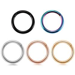 hengkaixuan 12G Nasenringe Clicker Segment Nahtlose Hoop Nasenring Septum Ring Unisex Creolen 316L Chirurgenstahl NasenringePiercing 5 Stück von hengkaixuan