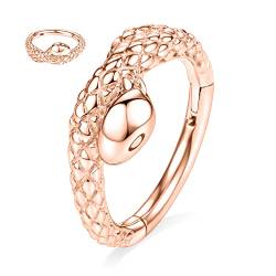 hengkaixuan 16G Schlangennasenring Hoop Helix Ohrringe Septum Clicker Knorpel Daith Ring Chirurgenstahl Conch Hoop Ring 8mm Higned Segment Ring Tragus Rook Ohrringe Septum Schmuck Roségold von hengkaixuan