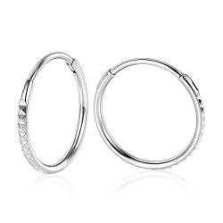 hengkaixuan 2 STÜCKE 20G Creolen 12mm Knorpel Ohrringe Creolen Silber Lobe Ohrringe für Frauen Mädchen 316L Chirurgenstahl Hypoallergen Ohrringe Piercing Schmuck von hengkaixuan