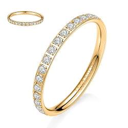 hengkaixuan 2 mm Damen Titan Ewigkeitsring Verlobungsband Gold Voll Zirkonia Jubiläum Ehering Ehering Stapelbarer Ring Erinnerungsring für Damen Herren Mädchen Größe 5 von hengkaixuan