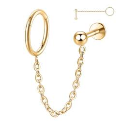 hengkaixuan 316L Chirurgenstahl Nasenbügel Ohrringe Gold Ohrläppchen Ohrringe Flatback Labret Studs Knorpel Ohrring Helix Conch Lobe Hoop Earrings 8mm von hengkaixuan