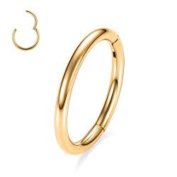 hengkaixuan 316L Chirurgischer Stahl Klappbarer nahtloser Septum Clicker 16G Knorpelnasenring Reifen Gold 8mm Helix Daith Tragus Ohrringe für Frauen Männer von hengkaixuan