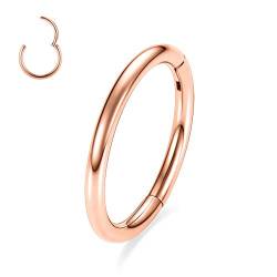 hengkaixuan 316L Surgical Steel Klappnaht Nahtloser Septum Clicker 16G Knorpelnase Ringreifen Roségold 9mm Helix Daith Tragus Ohrringe für Frauen Männer von hengkaixuan