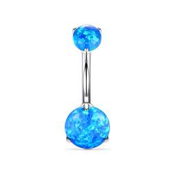 hengkaixuan G23 Titan Bauch Bauch Körper Piercing 14G Nabel Ring 3/8 Zoll (10 mm) Bauchnabel mit Double Blue Round Opal von hengkaixuan