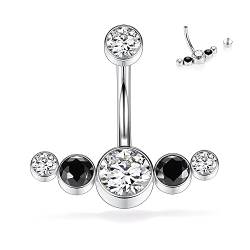 hengkaixuan G23 Titan-Nabelring Belly Button Ring mit Innengewinde Belly Piercing 14G Navel Ring 10 mm Belly Button Bar Gebogene Form mit schwarzem CZ Navel Jewellery Piercing von hengkaixuan