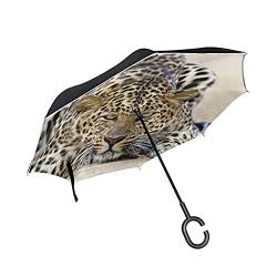 hengpai Hunter Leopard Before Jump Regenschirm für Damen, umgekehrt, umgekehrt, winddicht, UV-beständig, doppelschichtig, für Damen von hengpai