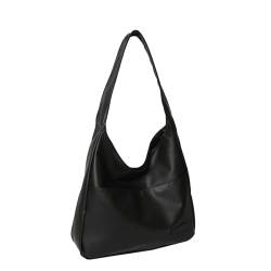 Shoulder Bag for Women, Solid Color Shoulder Bag, Tote Handbag Big Capacity (Black,One Size) von heofonm