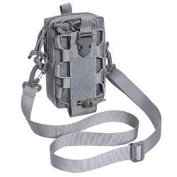 Outdoor-Tasche, kompakte Hüfttasche für Wasserflasche, Handytasche mit Schultergurt für Camping, Wandern, Angeln, dunkelgrau von hero-s
