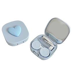 hero-s Süßer Kontaktlinsenbehälter (quadratisch und Herz) für Reisen und Zuhause, buntes Herzlinsenentferner-Werkzeug-Set mit Kontaktlinsenbox, Aufbewahrungsmaschine, blau von hero-s