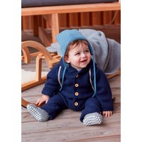 hessnatur Baby Walk-Overall Regular aus Bio-Merinowolle - blau - Größe 86/92 von hessnatur